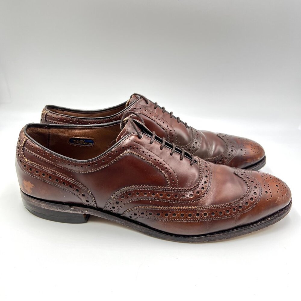 10C 10 NARROW WIDTH Allen‎ Edmonds Mens Brown Leather Wingtip Oxfords Shoes